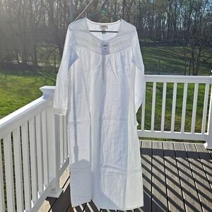 Brand New Talbots White Cotton Flannel Nightgown PS
